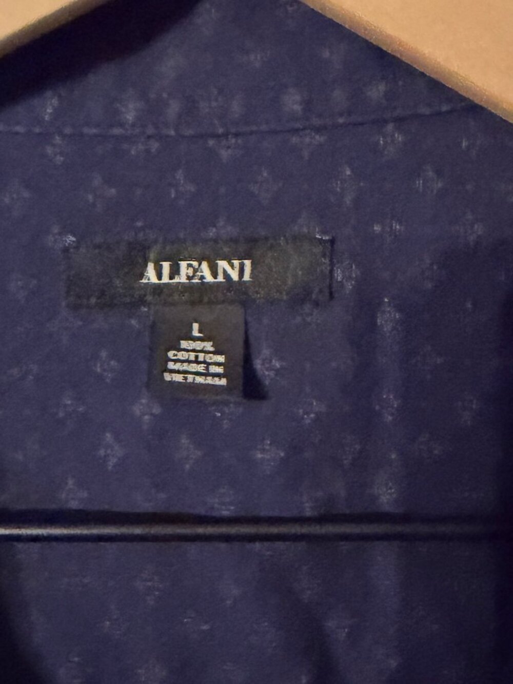 Like New Men's Alfani Dress Shirt Navy White Button Down XL - Picture 2 of 5